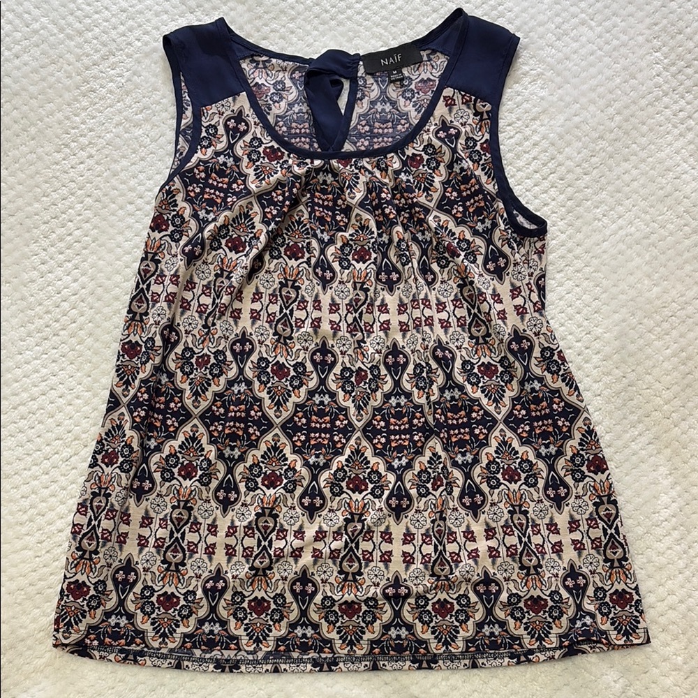 NAIF Women's Sleeveless Top - Navy and Cream